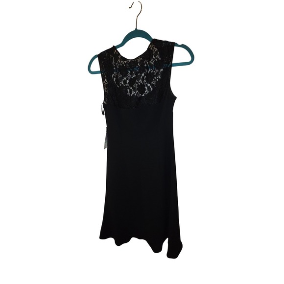 Sassy Black Lace Yoke Sleeveless A-Line Cocktail Dress Size 8 NWT M01105809 - Picture 4 of 5